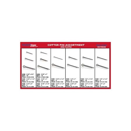 Huyett Cotter Pin Asst CS ZC 100pc DISP-CP100